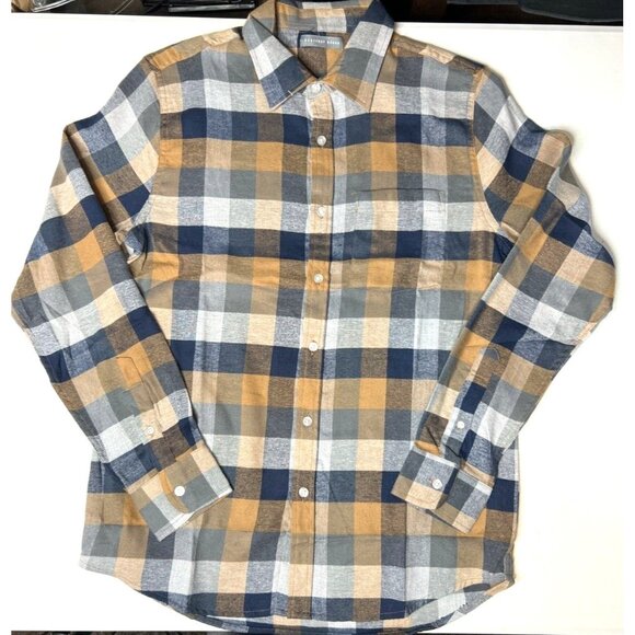 Geoffrey Beene Button-Up Check Flannel - Neutral Colors - Men's Small - NWT - Picture 3 of 11